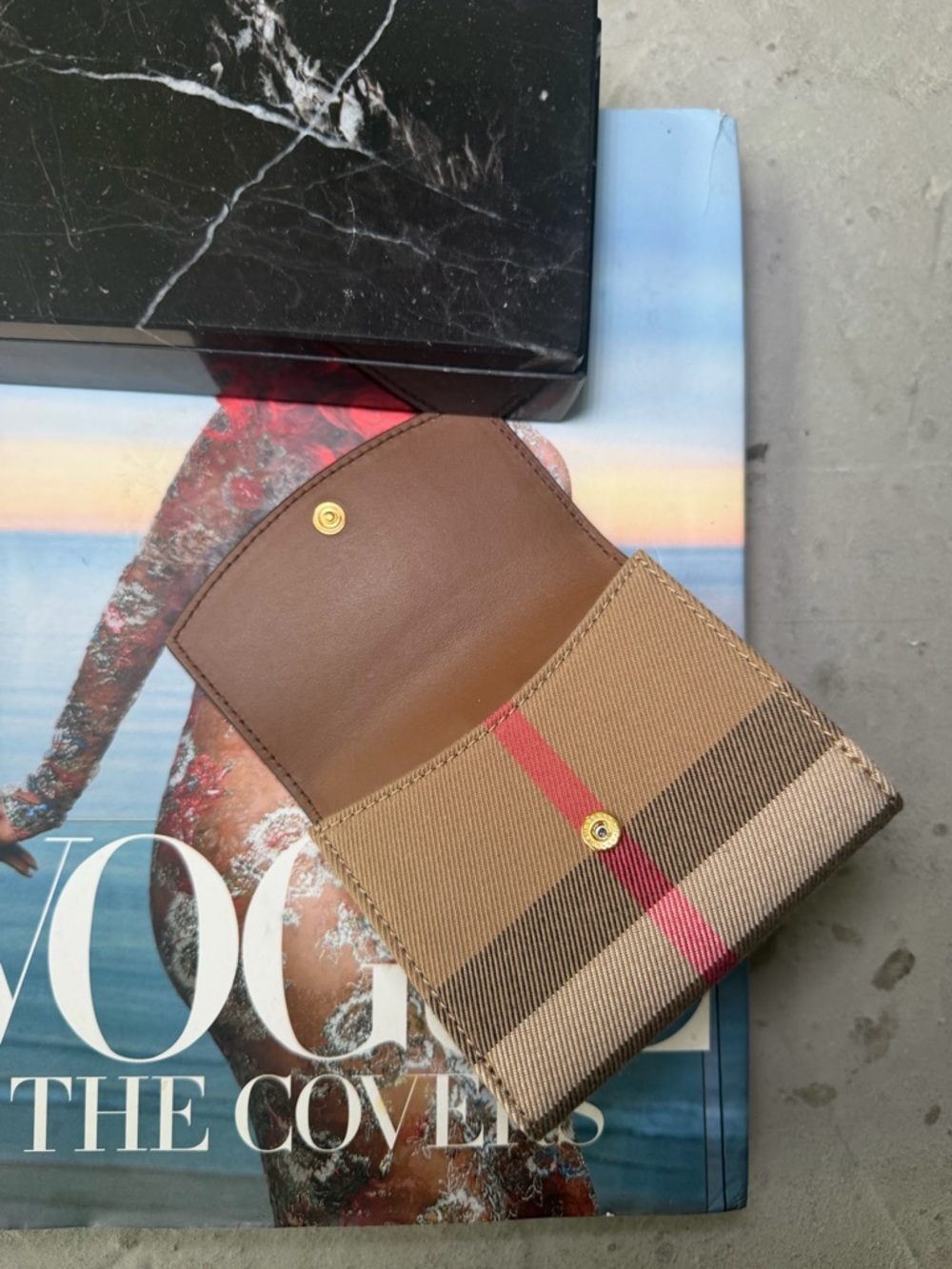 Burberry Luna Wallet Trifold House Check And Tan Leather 100% Authentic! - Picture 4 of 8